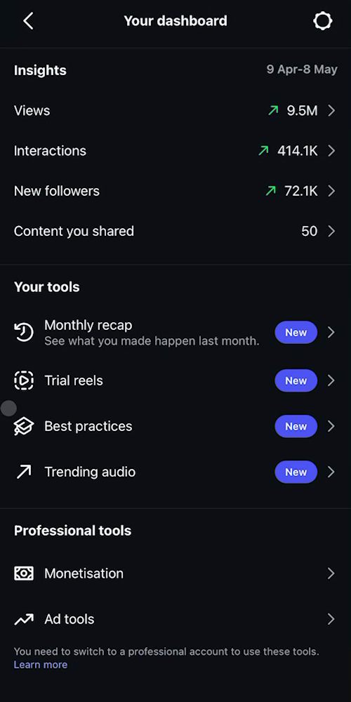 Instagram dashboard 1