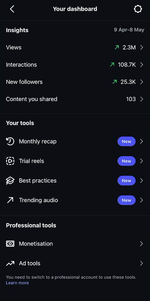 Instagram dashboard 2